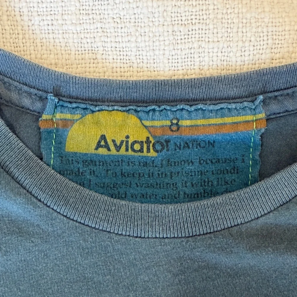 Aviator Nation Kids Blue Rainbow Mountain Graphic Tee Size 8